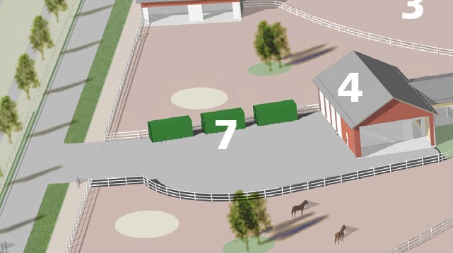 Illustration över avfallssystemet på nya Axevalla hästcentrum