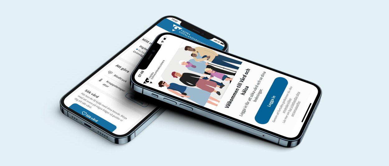 Två mobiltelefoner som visas mot en enfärgad bakgrund.