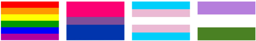 fyra olika HBTQI-flaggor