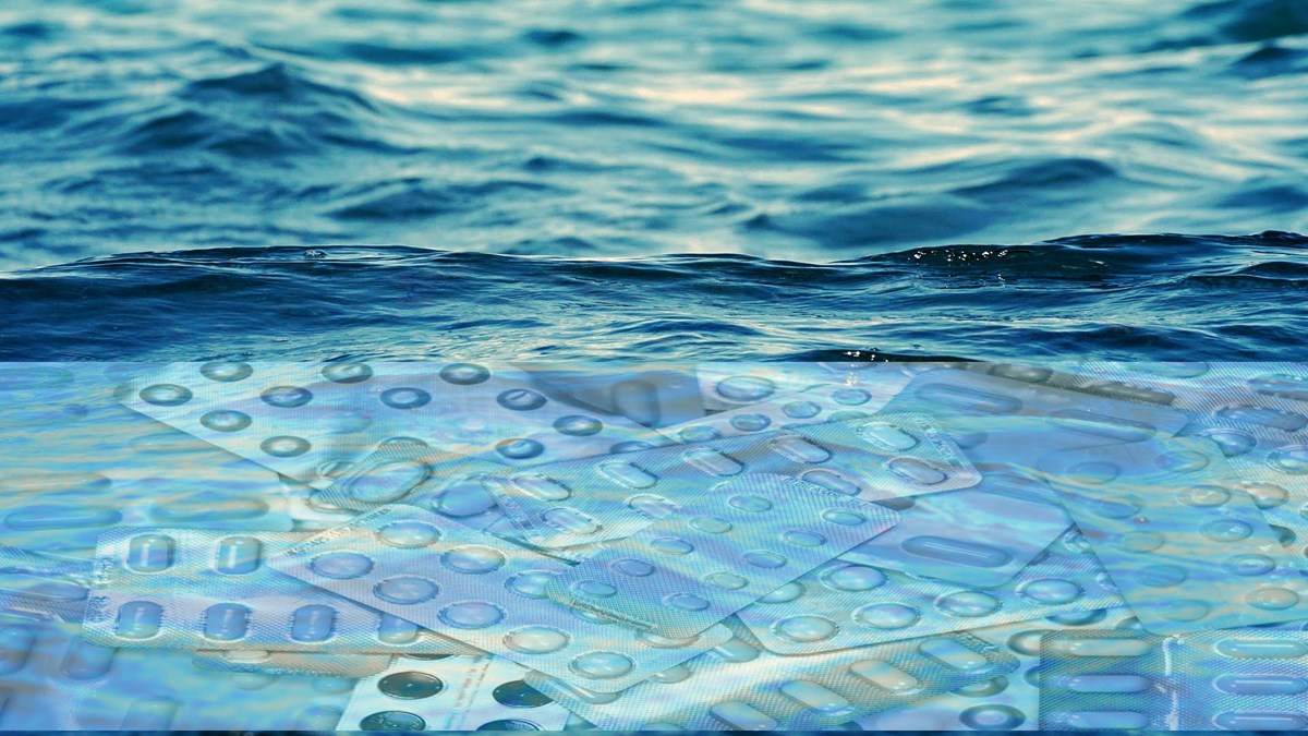 Bildmontage tablettkartor i vatten