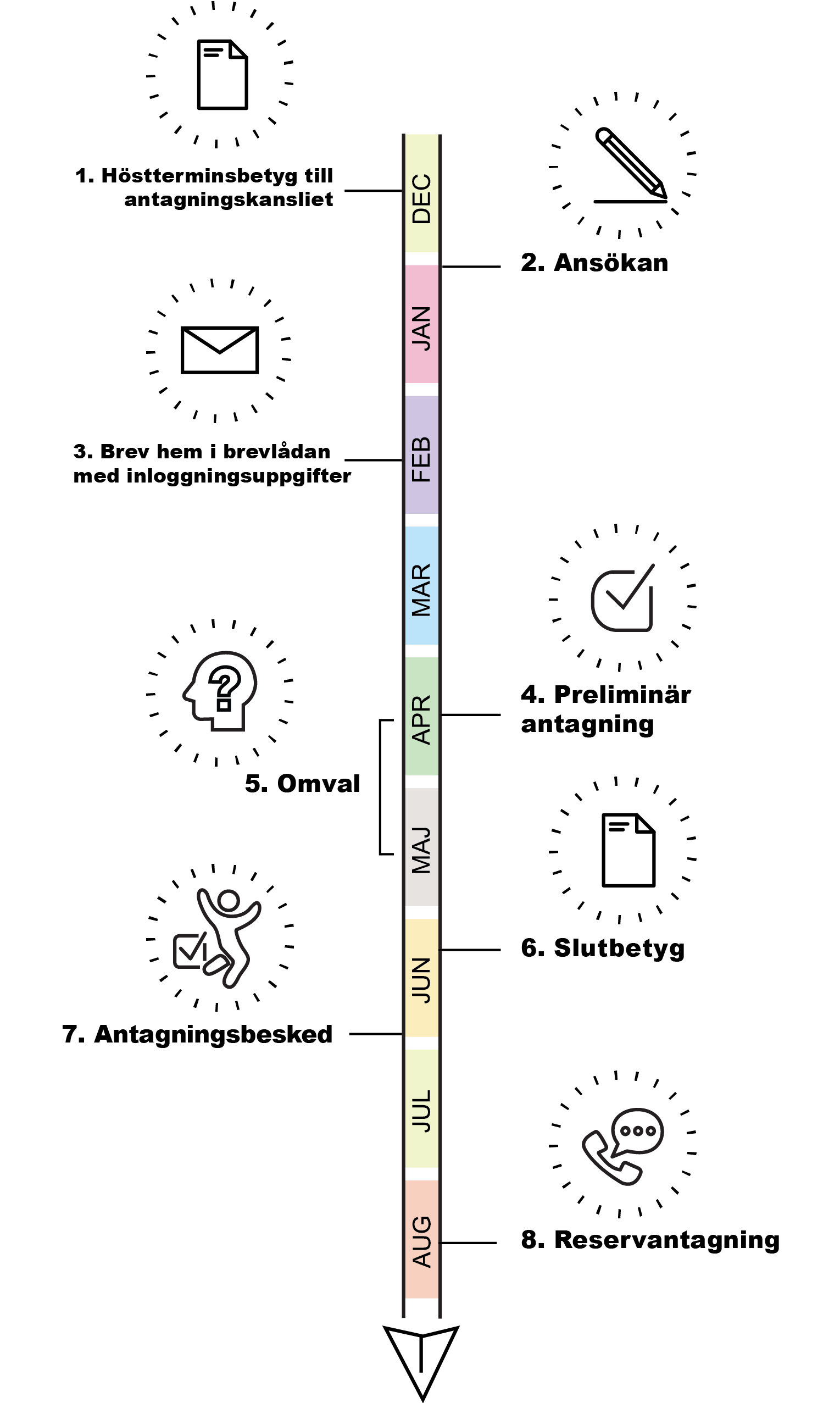 Illustration över antagningsprocessen
