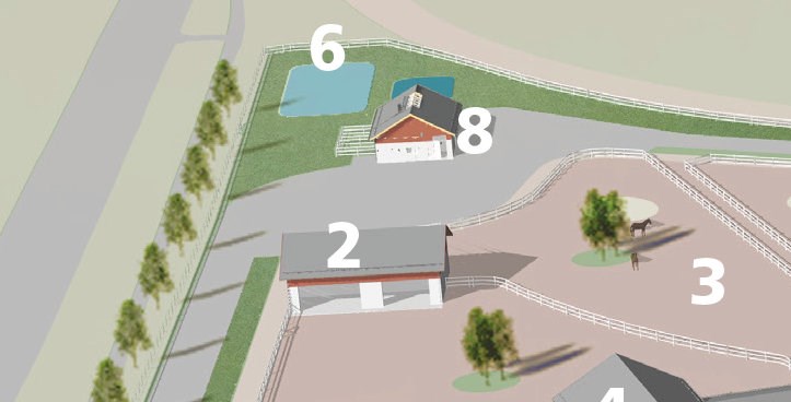 Illustration över fosforfällorna på nya Axevalla hästcentrum