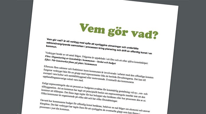 Bild av ett dokument med text. Texten har grön rubrik där det står Vem gör vad?