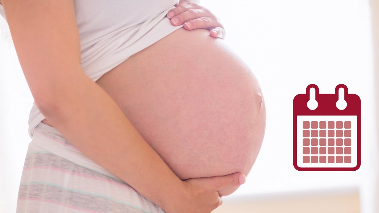gravid kvinnomage med almanackssymbol