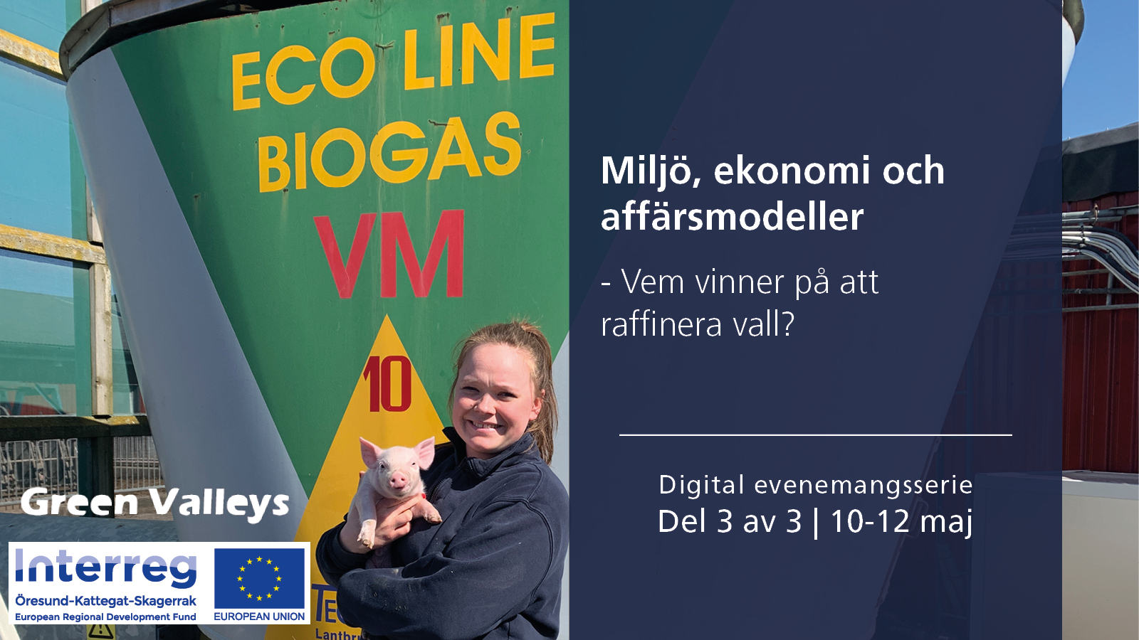 Lantbrukare med kulting framför biogas