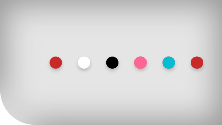 Vit färg, prickar i rött, vitt, svart, cerise, turkos och rött