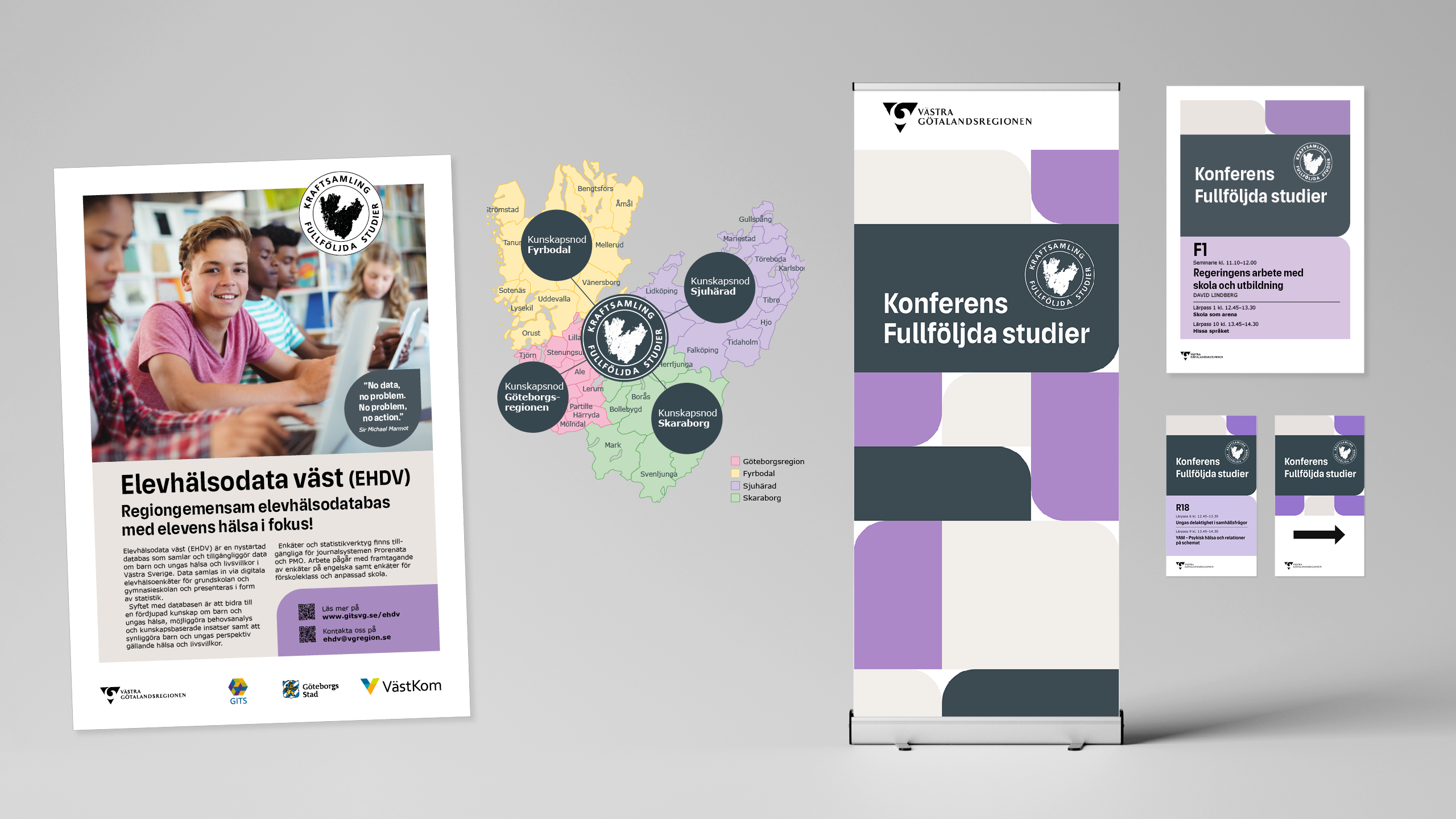 rollup, folder, karta i VGR:s visuella identitet