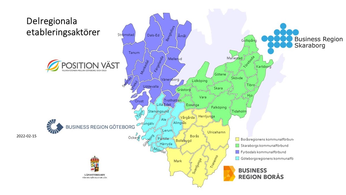 Karta över delregionala etableringsaktörer