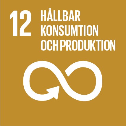 Logga för Agenda 2030 mål nummer 12 Hållbar konsumtion och produktion