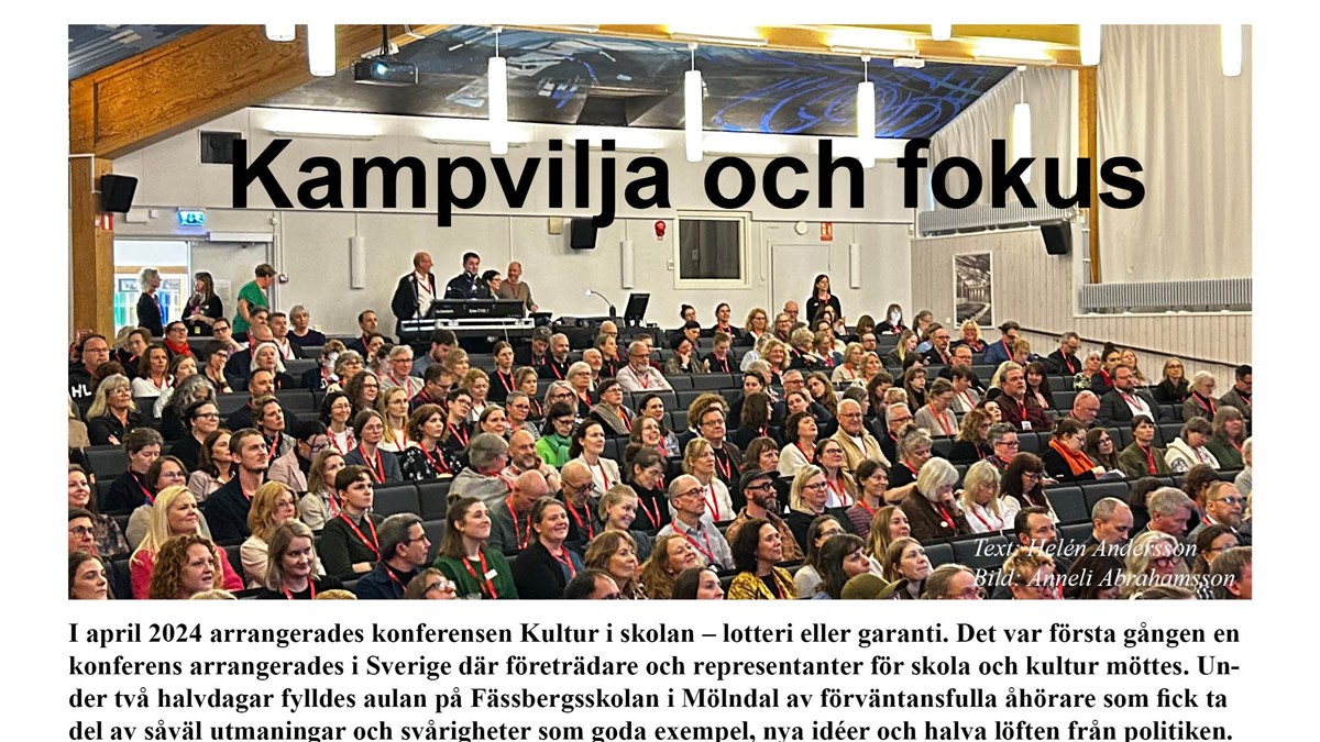 Tidningssida. Bild över publik. Rubrik: Kampvilja och fokus.