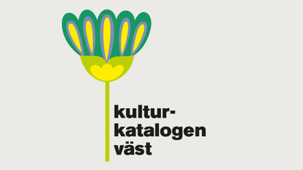 En ritad blomma med texten kulturkatalogen väst intill.