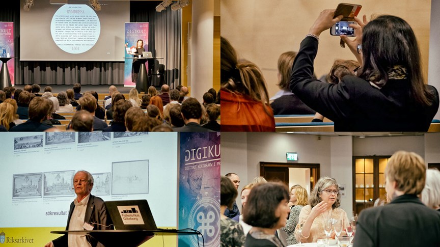kollage över konferensen digikult med talare och publik