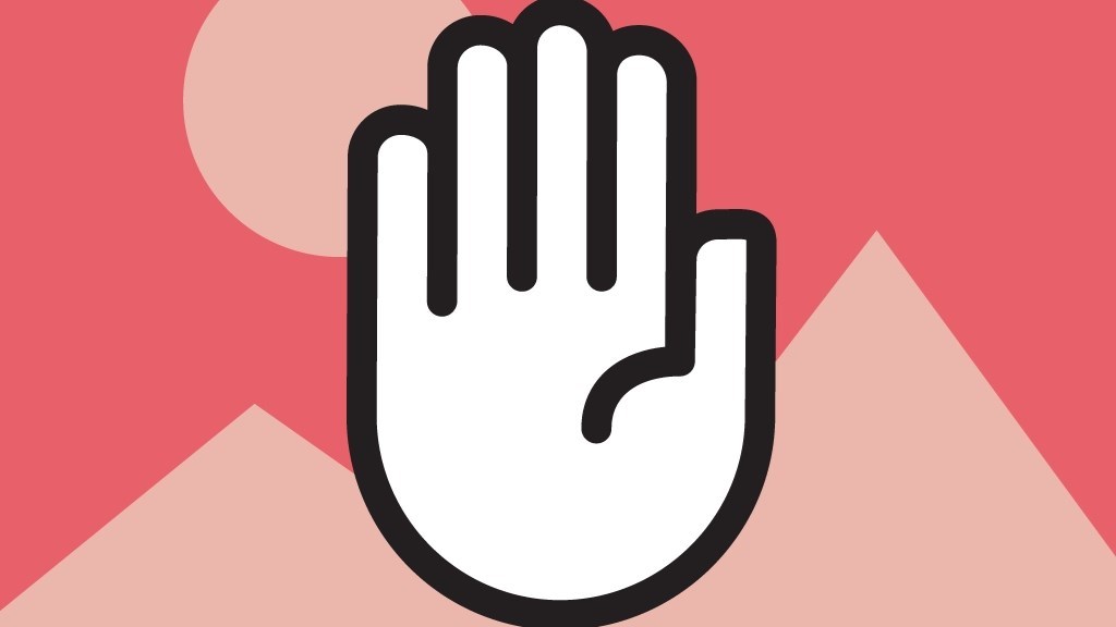 Bild av en vit hand mot rosa bakgrund