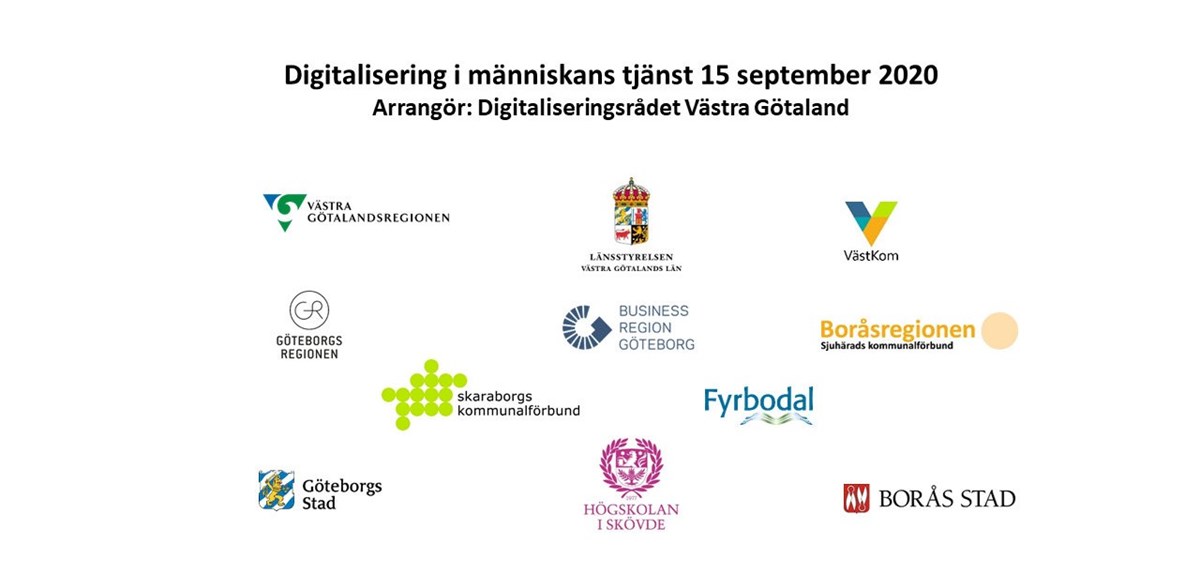 Loggor för organisationerna som ingår i Digitaliseringsrådet Västra Götaland