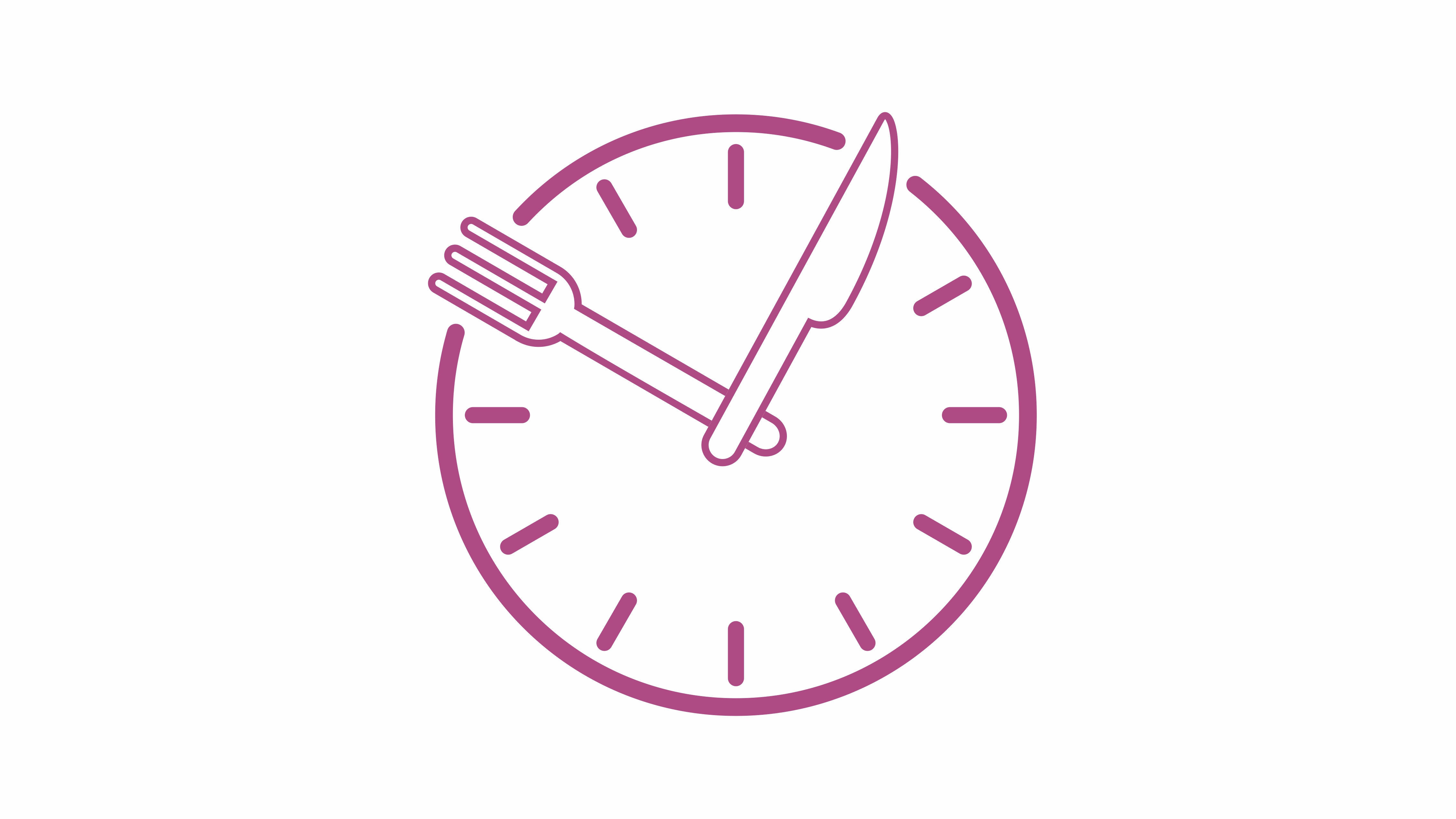 Klocka med visare som är gaffel och kniv