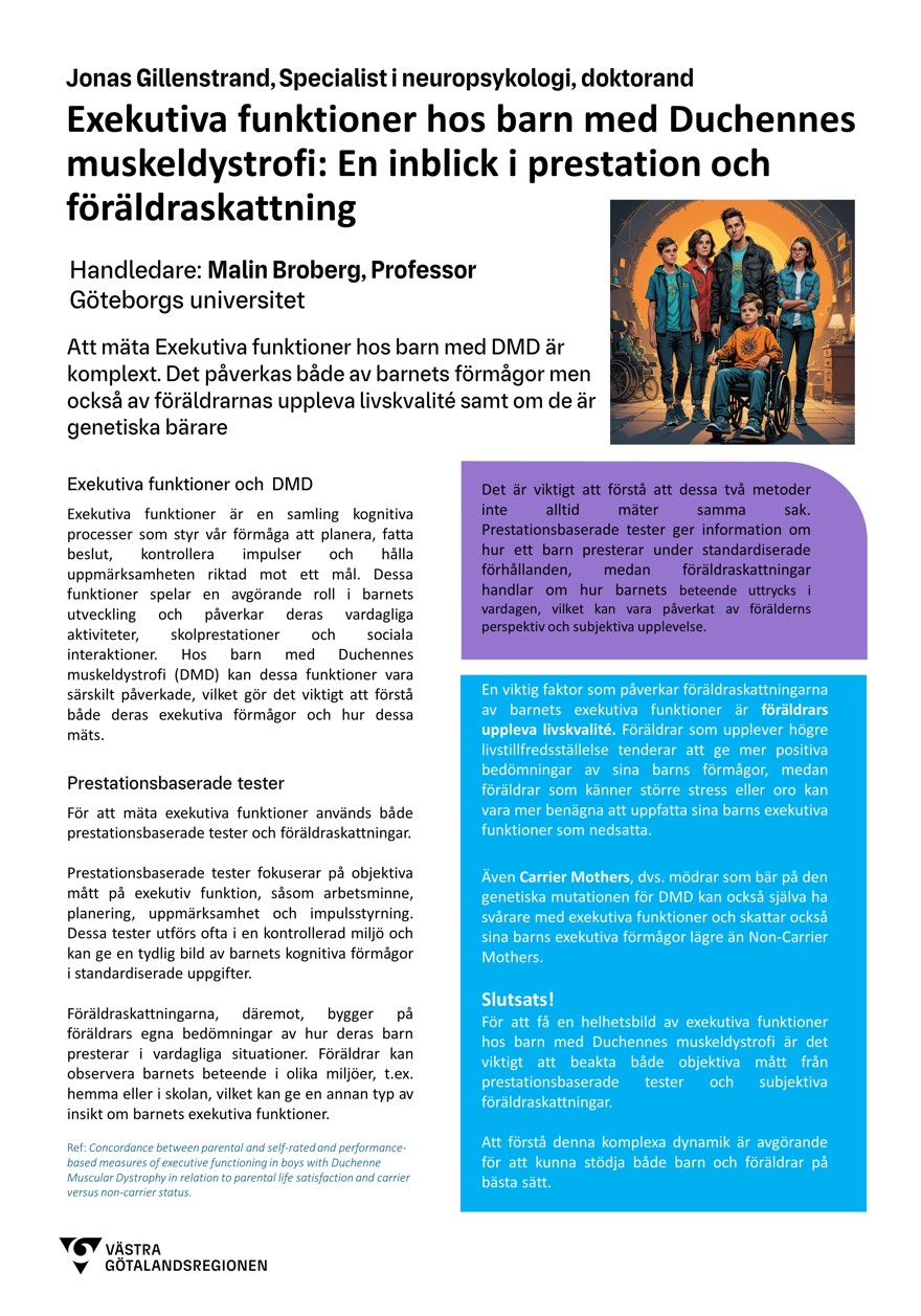Poster vars innehåll finns i textform på webbsidan. Illustration av barn i rullstol omgiven av andra människor. Färgglad bakgrund bakom viss text.